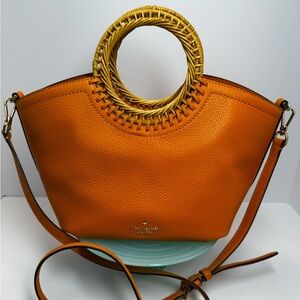 Kate Spade Orange sachel  Bag with Woven Handle